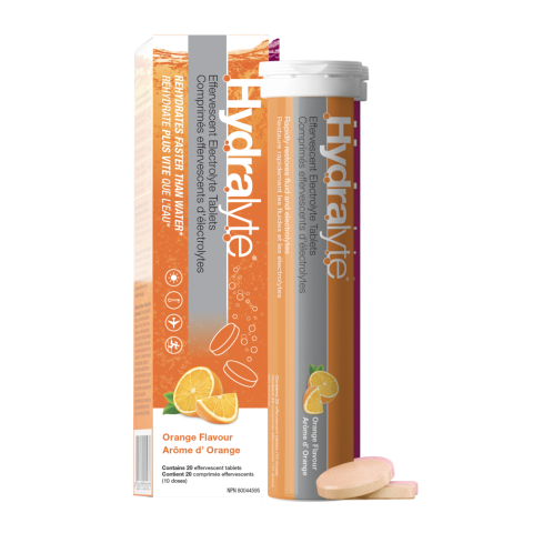 Hydralyte Effervescent Electrolyte Tablets, Orange